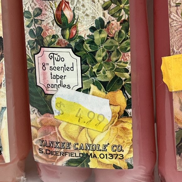 Retired Yankee Taper Candles x 4 sets 8" Sweet Briar Georgia Peach Garland Rose - Picture 8 of 16